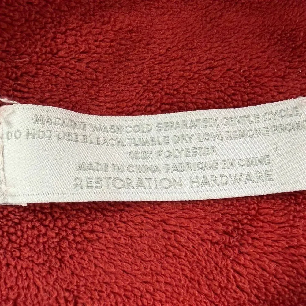 Restoration Hardware Velvet Sherpa Deep Red Plush Throw Blanket